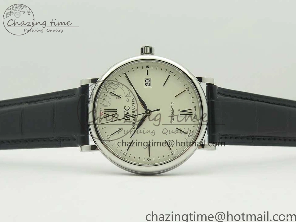 MIROTIME 0105 Supportive Portofino Automatic SS AF 1:1 Best Edition White Dial on Black Croco Leather Strap A 7184